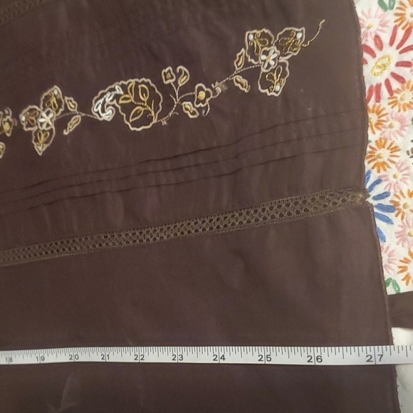 George Sleeveless Brown Embroidered Back Tie Sz XL Tunic Top Blouse - Picture 10 of 10